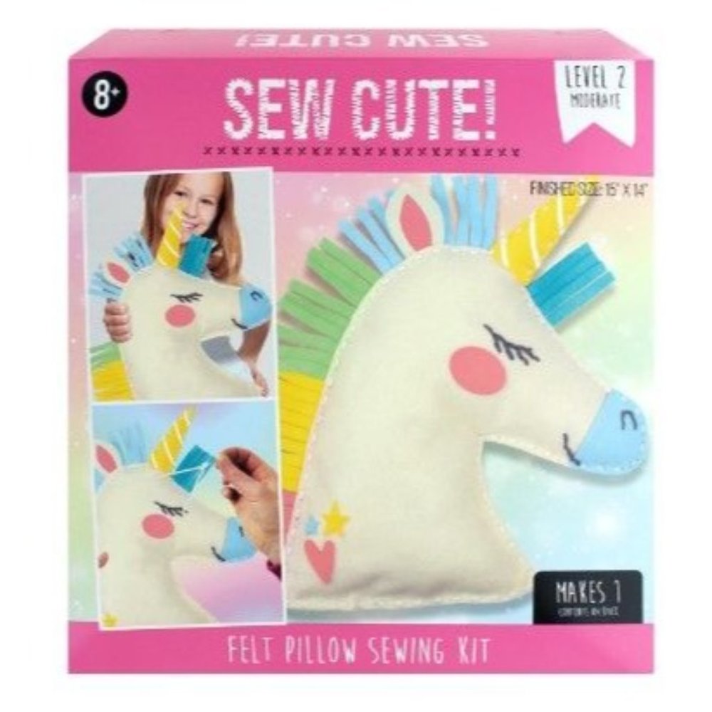 Unicorn Kids Craft Set - 2 Sew Cute Unicorns, Spark Plaster Magnets, Makit & Bak